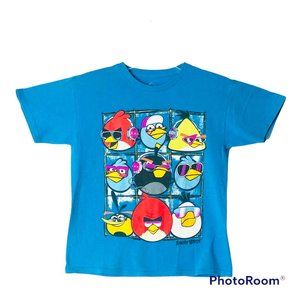 Angry Birds Graphic Blue Short Sleeve T-Shirt Top Size Medium Kids